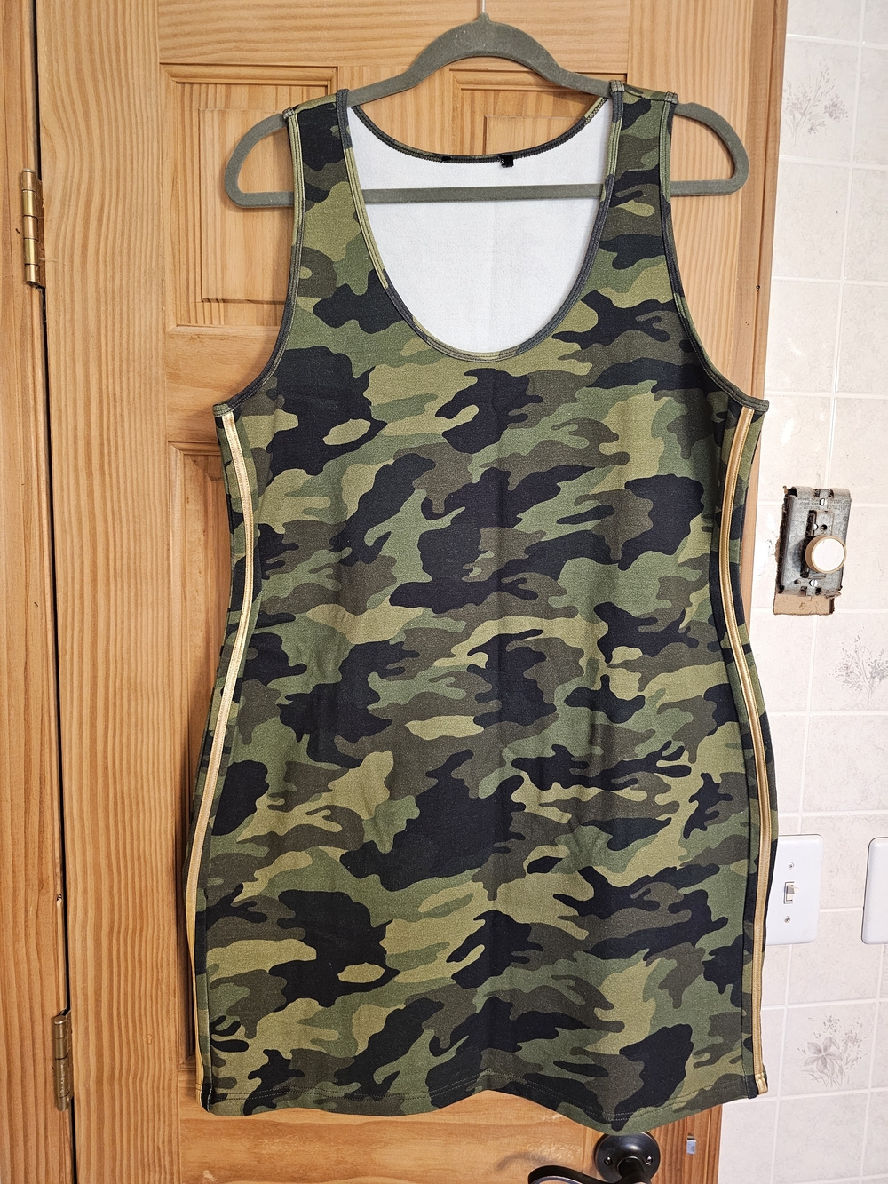 Camo Tank Dress in Olive Green & Black